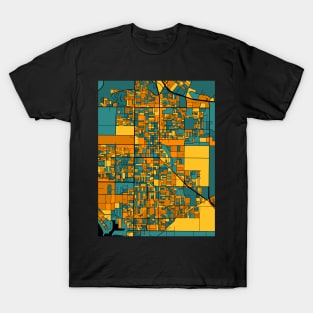 Oxnard Map Pattern in Orange & Teal T-Shirt